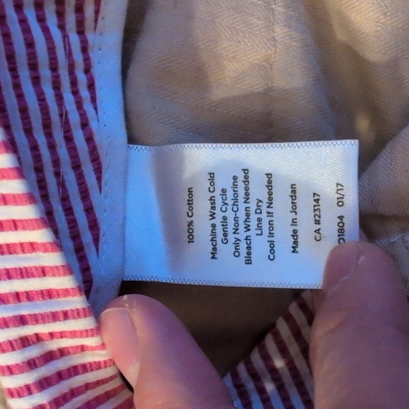 Talbots The Perfect Skimmer Red & White Seersucker Pants Size 16 - Picture 7 of 7